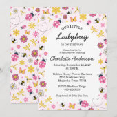 Invitation Cute Ladybug Pink Girl Baby Shower (Devant / Derrière)
