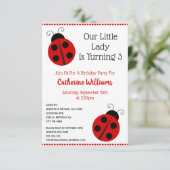 Invitation Cute Ladybug Polka Dot Little Girl Birthday Party (Debout devant)