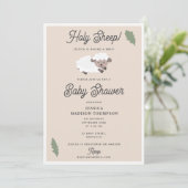 Invitation Cute Lamb Holy Sheep Funny Baby Shower (Debout devant)