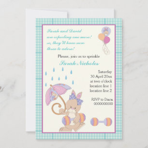 Invitation Cute lapin avec parapluie bébé saupoudrée invitati