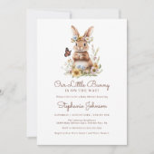 Invitation Cute Lapin Lapin Baby shower Floral Printemps (Devant)