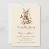 Invitation Cute Lapin Lapin Baby shower Floral Printemps (Devant)