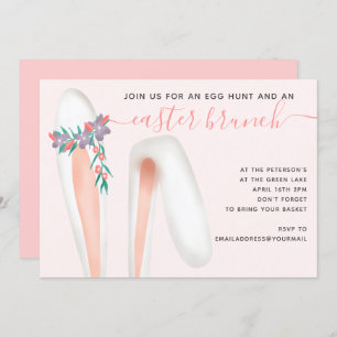 Invitation Cute lapin lapin oreilles de lapin rose brunch cha