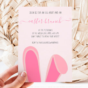 Invitation Cute lapin oreilles lapin rose pâques brunch chass