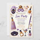 Invitation Cute Lavender et Gold Galentine's Day Spa Party (Devant)