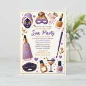 Invitation Cute Lavender et Gold Galentine's Day Spa Party (Debout devant)