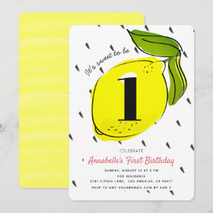 Invitation Cute Lemon Citrus Blanc Anniversaire Fête Invitati