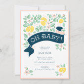 Invitation Cute Lemon Jaune Botanique Baby shower gras (Devant)