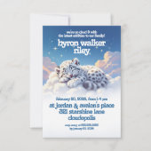 Invitation Cute léopard des neiges dormir sur le Baby shower  (Devant)
