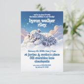 Invitation Cute léopard des neiges dormir sur le Baby shower  (Debout devant)