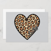Invitation Cute Leopard Heart Saint Valentin cadeau (Devant / Derrière)
