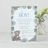 Invitation Cute Leopard Safari Boy Baby Shower (Debout devant)