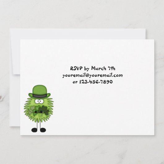Invitation Cute Leprechaun Irlandais St Patrick's Day Anniver (Dos)