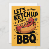 Invitation Cute Let's Ketchup BBQ Party (Devant / Derrière)
