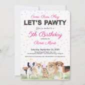 Invitation Cute Let's Pawty Rose Custom Chig fête d'anniversa (Devant)