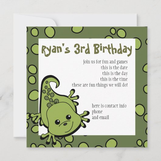 Invitation Cute Lil' Lizard (Devant)