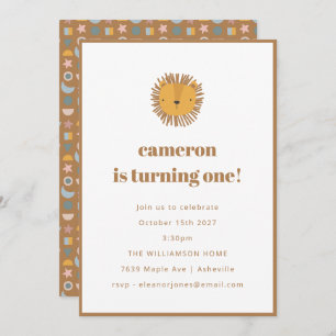 Invitation Cute Lion Bébé Enfants Animaux 1er anniversaire fê