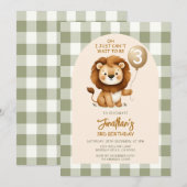 Invitation Cute Lion Birthday Safari Animals Party Balloon (Devant / Derrière)