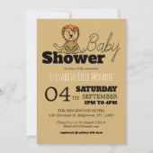 Invitation Cute Lion Cub, Baby shower (Devant)