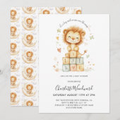 Invitation Cute Lion Cub Baby shower garçon (Devant / Derrière)