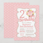 Invitation Cute Lion Jungle Safari Filles Anniversaire Invita (Devant / Derrière)