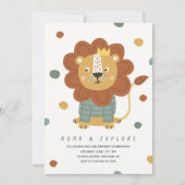 Invitation Cute Lion Wild One Animaux fête 1er anniversaire (Devant)