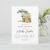 Invitation Cute Lion Woodland Safari Baby shower (Debout devant)