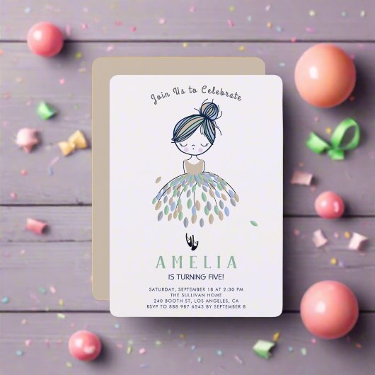 Invitation Cute Little Ballerina Princess Anniversaire Fille