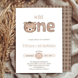 Invitation Cute Little Bear sauvage un 1er anniversaire