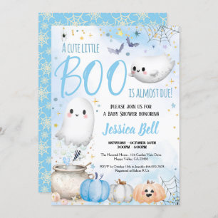Invitation Cute Little Boo Halloween Baby shower garçon bleu