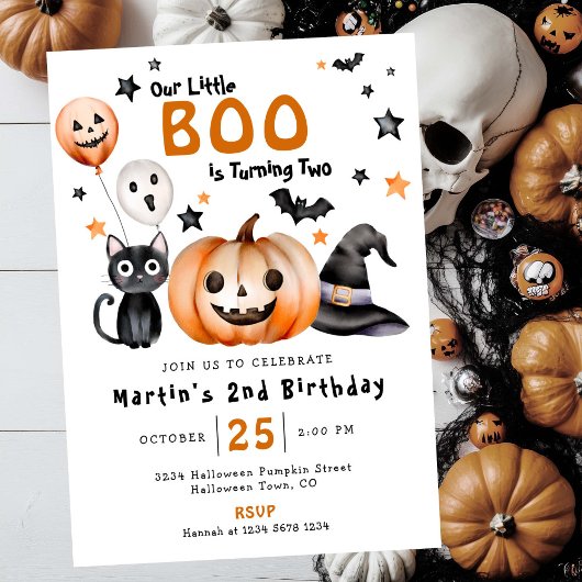 Invitation Cute Little BOO Halloween Thème 2ème anniversaire