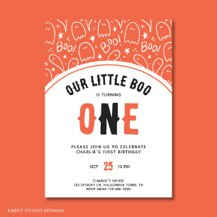 Invitation Cute Little Boo Premier Anniversaire Halloween