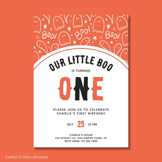 Invitation Cute Little Boo Premier Anniversaire Halloween