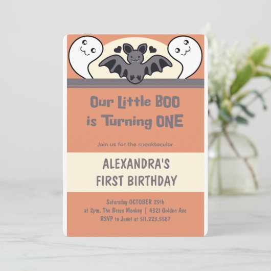 Invitation Cute Little boo Turning one (Debout devant)