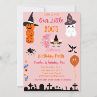 Invitation Cute Little Boos Premier Halloween fête d'annivers