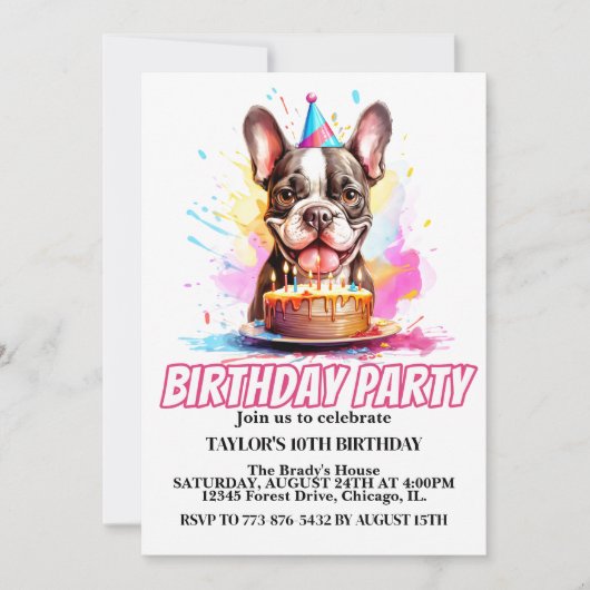 Invitation Cute Little Boston Terrier fête d'anniversaire (Devant)