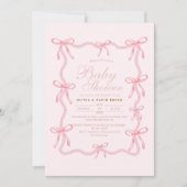 Invitation Cute Little Bow Pastel Baby Shower (Devant)