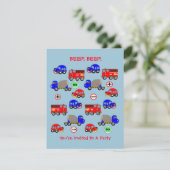 Invitation Cute Little Boys Car Thème Baby shower - Anniversa (Debout devant)