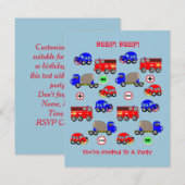 Invitation Cute Little Boys Car Thème Baby shower - Anniversa (Devant / Derrière)