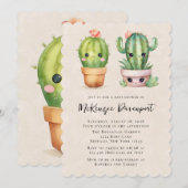 Invitation Cute Little Cactus Baby shower Succulent (Devant / Derrière)