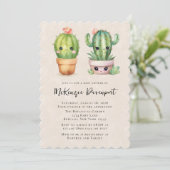 Invitation Cute Little Cactus Baby shower Succulent (Debout devant)