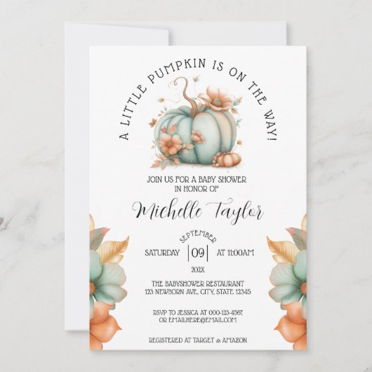 Invitation Cute Little Citrouille Automne Automne Automne Aut (Devant)