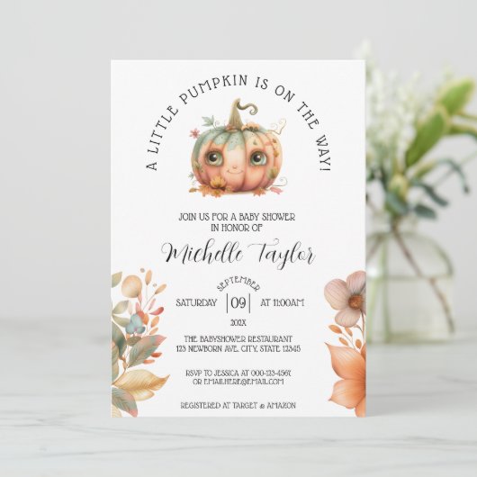 Invitation Cute Little Citrouille Automne Automne Automne Aut (Debout devant)