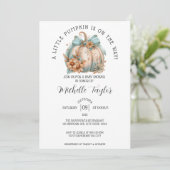 Invitation Cute Little Citrouille Bow Fall Baby shower Floral (Debout devant)