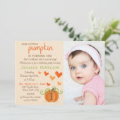 Invitation Cute Little Citrouille Photo 1er Anniversaire Invi (Debout devant)