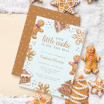 Invitation Cute Little Cookie Baby shower de Noël d'hiver<br><div class="desc">Fêtez votre arrivée prochaine avec notre invitation de baby shower de charme. Décoré d'un homme en pain d'épice d'aquarelle douce, de délicats flocons de neige et d'éléments festifs. Il comporte le message, "Notre petit cookie est en route", dans une adorable typographie. L'arrière - plan bleu pastel apporte une touche de...</div>