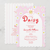 Invitation Cute Little Daisy Baby shower moderne rose rouge f (Devant / Derrière)