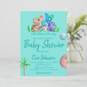 Invitation Cute Little Dino sur son Baby shower Way (Debout devant)