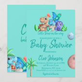 Invitation Cute Little Dino sur son Baby shower Way (Devant / Derrière)