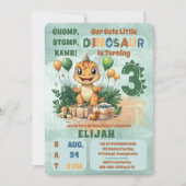 Invitation Cute Little Dinosaur Boy 3e fête d'anniversaire (Devant)